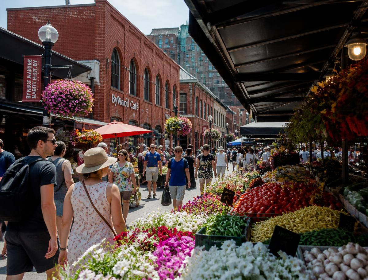 Produce and flower stalls at Ottawa's ByWard Market
