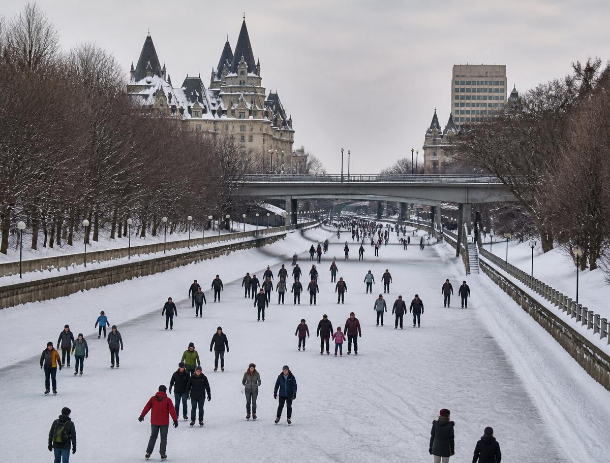 The Rideau Canal running through central Ottawa