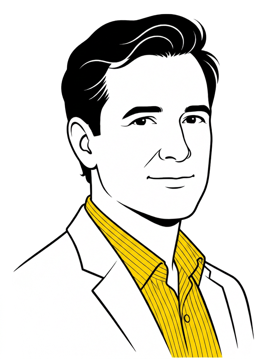 Editorial illustration of Jospeh F